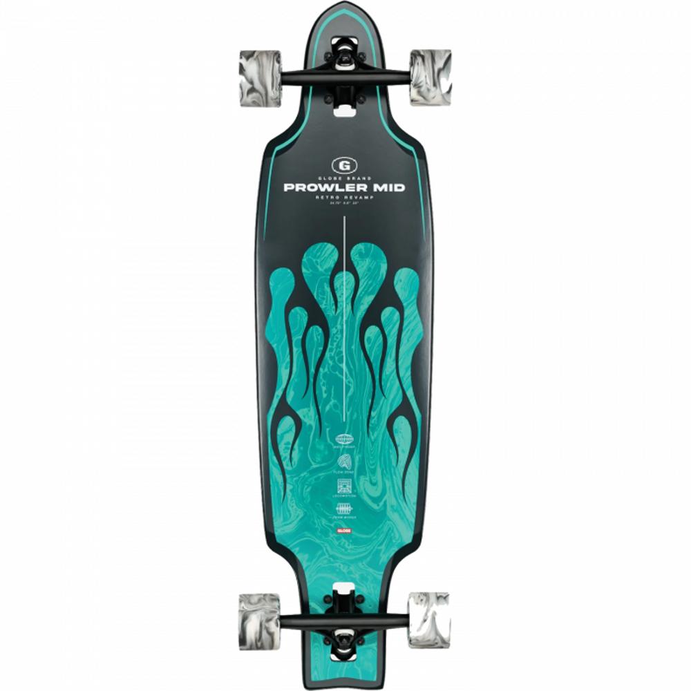 Globe Prowler Mid Green Flames 34" Longboard - Longboards USA