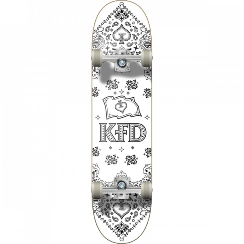 KFD Bandana 8.0" White Skateboard - Longboards USA