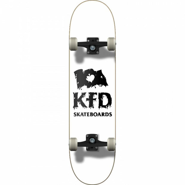 KFD Thrashed Stacked 7.75" White Skateboard - Longboards USA