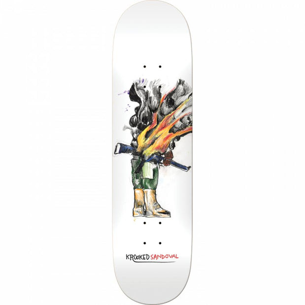 Krooked Sandoval At Ease 8.5" White Skateboard Deck - Longboards USA