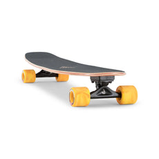 Landyachtz Ripper Watercolor 36-inch kicktail longboard with black grip tape, black trucks, and marbled orange wheels. - Longboards USA