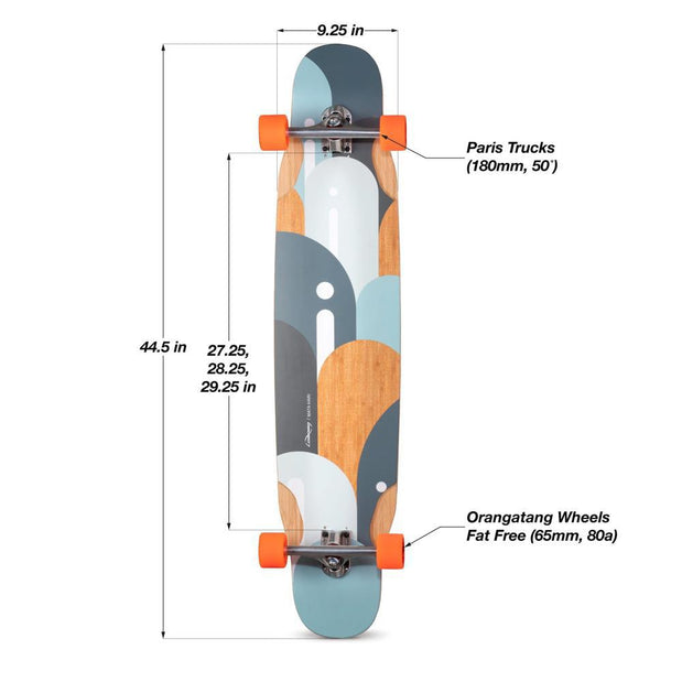 Loaded Boards Mata Hari Bamboo Longboard Skateboard Complete (Orangatang Fat Free 80a Wheels, Paris 180mm 50 Trucks) - Longboards USA