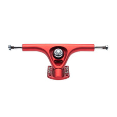 Paris V3 180mm 50° longboard truck in scarlet red with a silver axle, central kingpin and branded baseplate. - Longboards USA