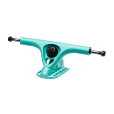 Paris V3 180mm 50º longboard truck in Tiffany blue with black kingpin, exposed axles, and mounting base. - Longboards USA