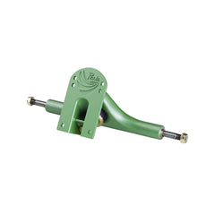 Paris V3 180mm 50° longboard truck in Tropic Green with embossed logo, mounting holes and exposed steel axles. - Longboards USA