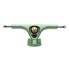 Paris V3 180mm 50° longboard truck in Tropic Green with gold hardware, black bushing and exposed axle ends. - Longboards USA