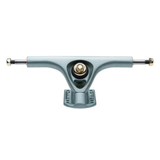 Paris V3 180mm 50º longboard truck in crystal blue with silver axle, gold-tone nuts, and branded baseplate. - Longboards USA
