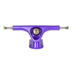 Paris V3 Hollow Lite 180mm 50º longboard truck in purple satin with silver axle, gold nuts and branded baseplate. - Longboards USA