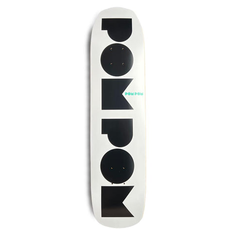 Pompom Logo Black & White 7.75" Skateboard Deck - Longboards USA