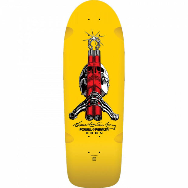 Powell Peralta Bruce Lee Skull And Nunchucks 10" Yellow Skateboard Deck - Longboards USA