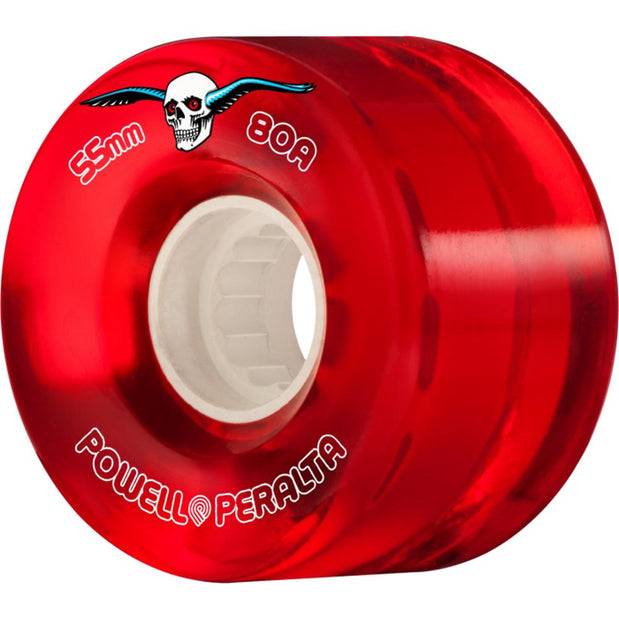 Powell Peralta Clear Cruiser 55mm Red Skateboard Wheels - Longboards USA