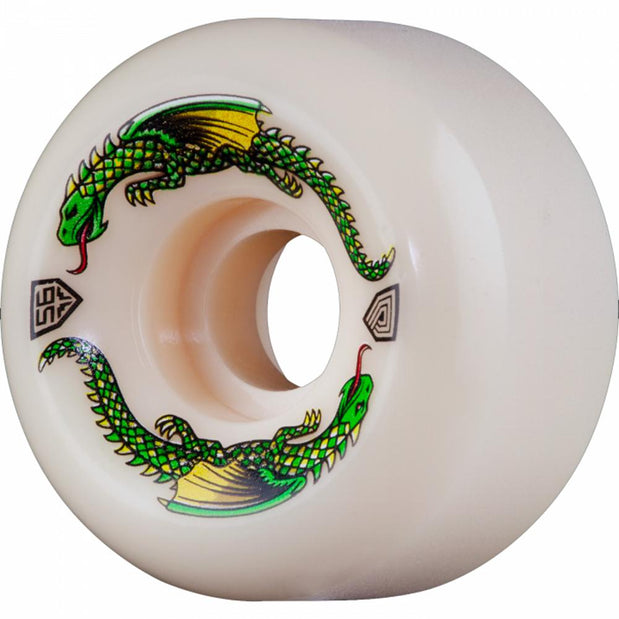 Powell Peralta DF Green Dragon 56mm White Skateboard Wheels - Longboards USA