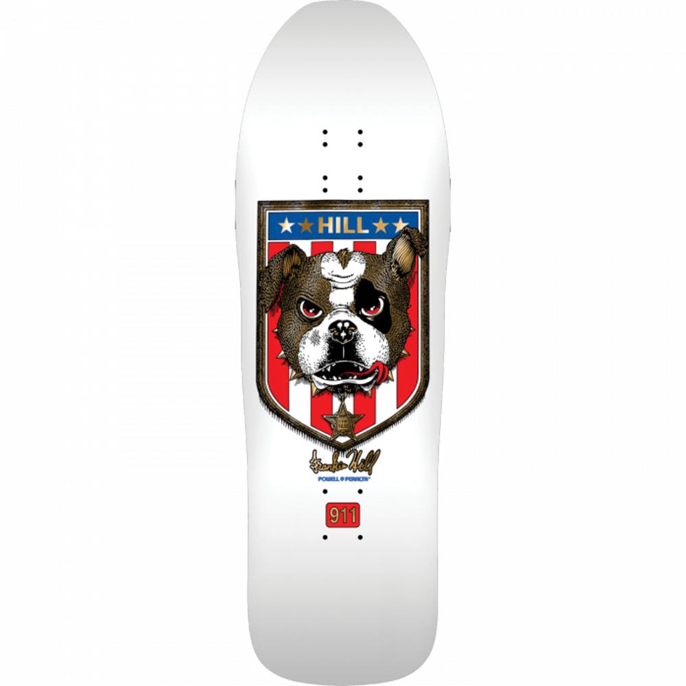 Powell Peralta Hill Bulldog White/Gold Foil 10" Skateboard Deck - Longboards USA