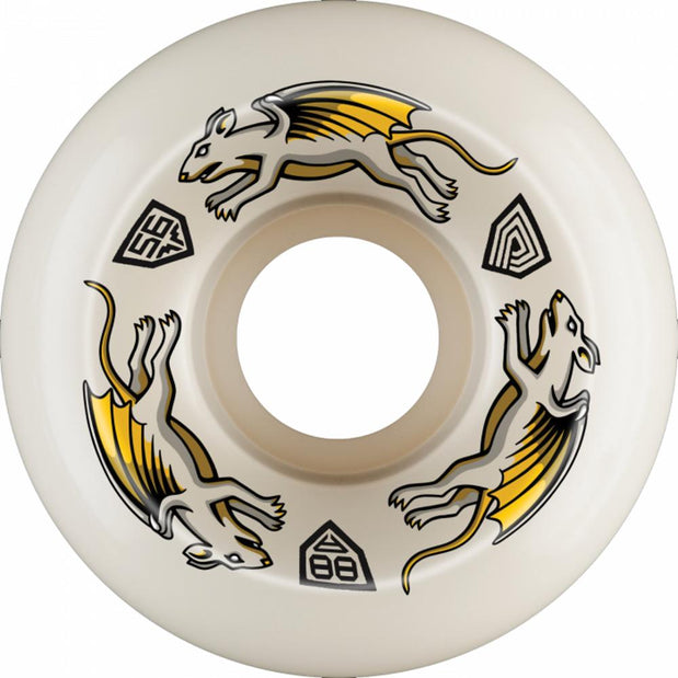 Powell Peralta Nano Rat 56mm 88A Off White/Yellow Skateboard Wheels - Longboards USA