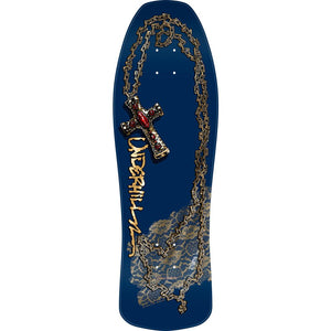 Powell Peralta OG Ray Underhill Chain & Cross 10" Skateboard Deck - Navy/Gold Foil - Longboards USA