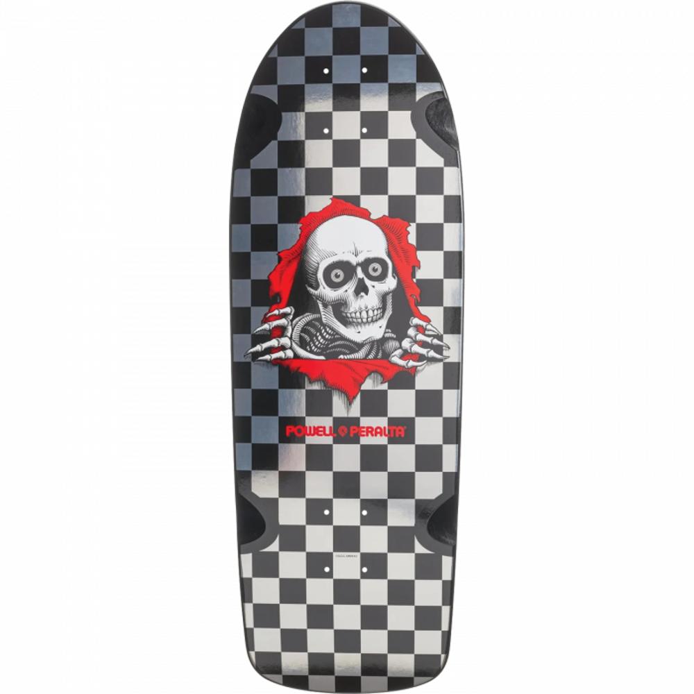 Powell Peralta OG Ripper Checker 10" Silver Foil Skateboard Deck - Longboards USA