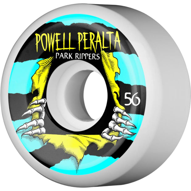 Powell Peralta Park Ripper II 56mm White/Blue/Yellow Skateboard Wheels - Longboards USA