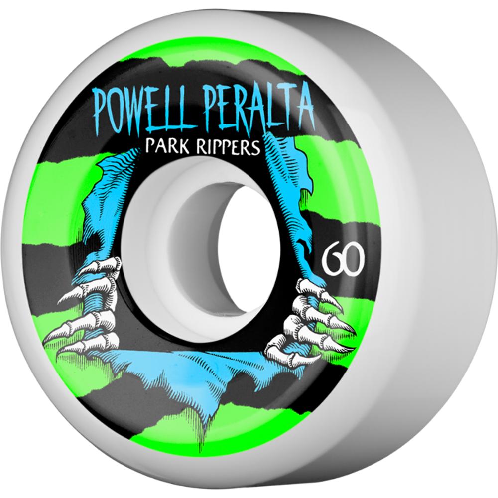 Powell Peralta Park Ripper II 60mm White/Green/Blue Skateboard Wheels - Longboards USA