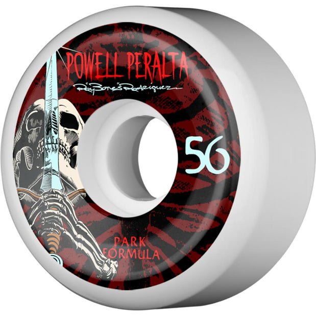 Powell Peralta Ray Rod Skull & Sword PF 56mm White/Red Skateboard Wheels - Longboards USA