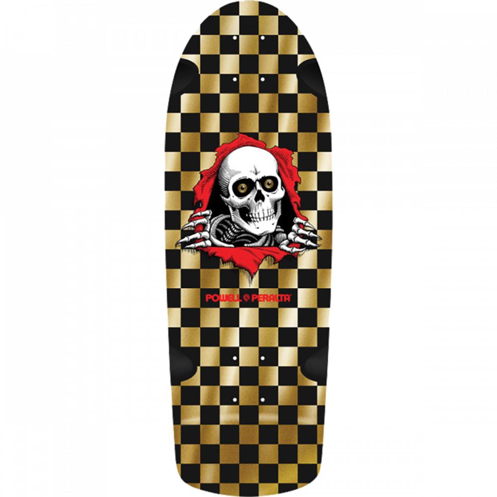 Powell Peralta Ripper Checker 10" Gold Foil Skateboard Deck - Longboards USA