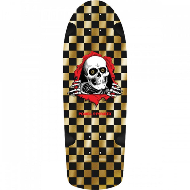 Powell Peralta Ripper Checker 10" Gold Foil Skateboard Deck - Longboards USA