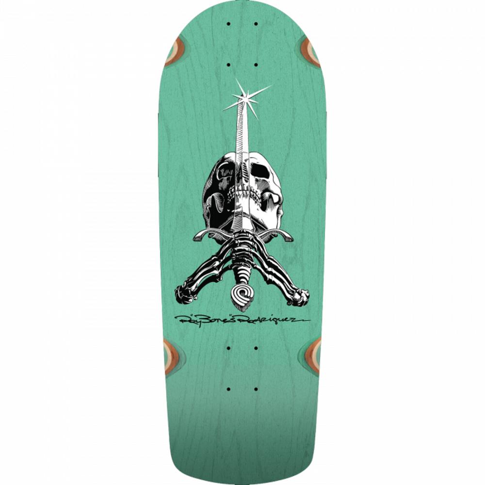 Powell Peralta Rodriguez Snub Skull/Sword 10" Teal Skateboard Deck - Longboards USA