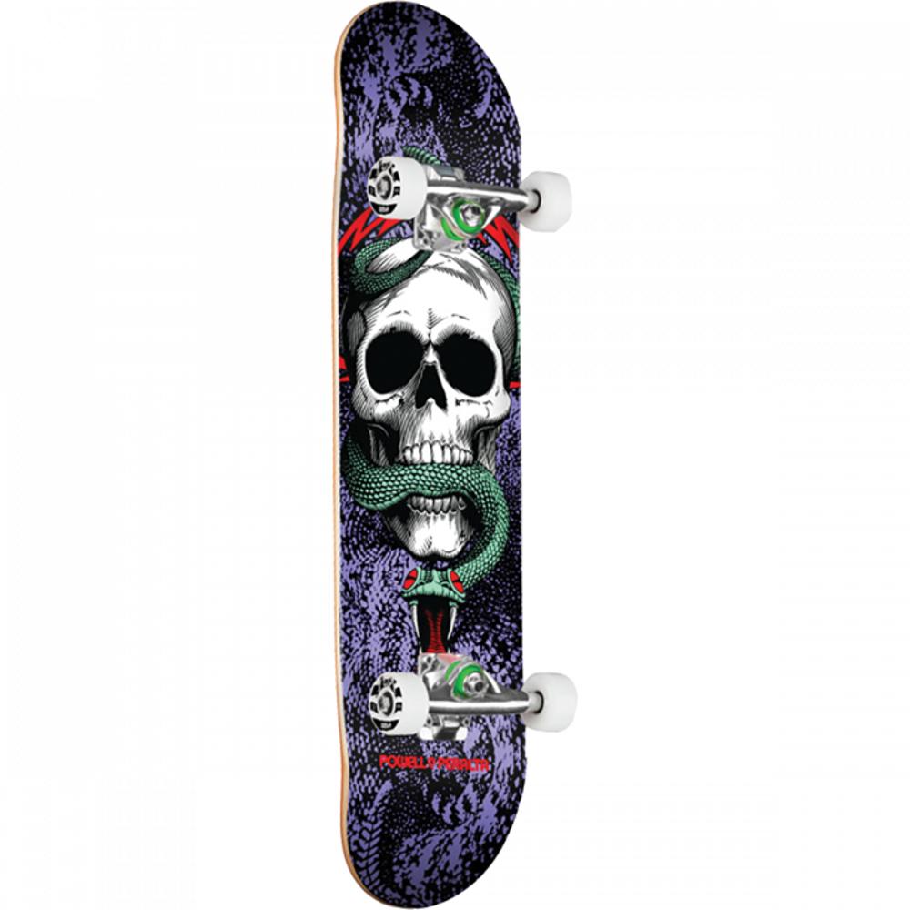 Powell Peralta Skull And Snake 7.75" Black/Purple Skateboard - Longboards USA