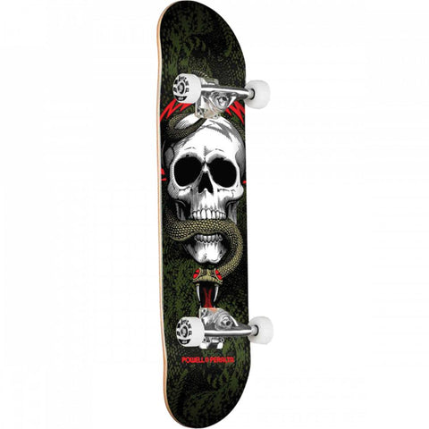 Powell Peralta Skull And Snake 8.25" Black/Green Skateboard - Longboards USA