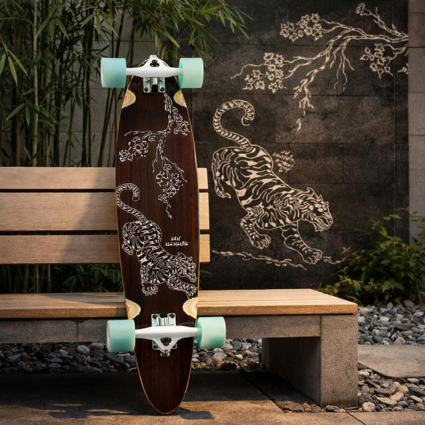San Clemente Tiger and Lily 34" Pintail Longboard - Longboards USA