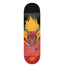 Santa Cruz x Stranger Things Hellfire Club 8.25-inch deck, black and red with a horned demon, flames and chain graphic. - Longboards USA