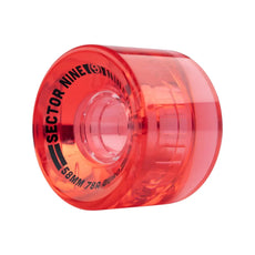 Translucent watermelon-red Sector 9 Nineballs skateboard wheel with black logo and 58mm 78A markings. - Longboards USA