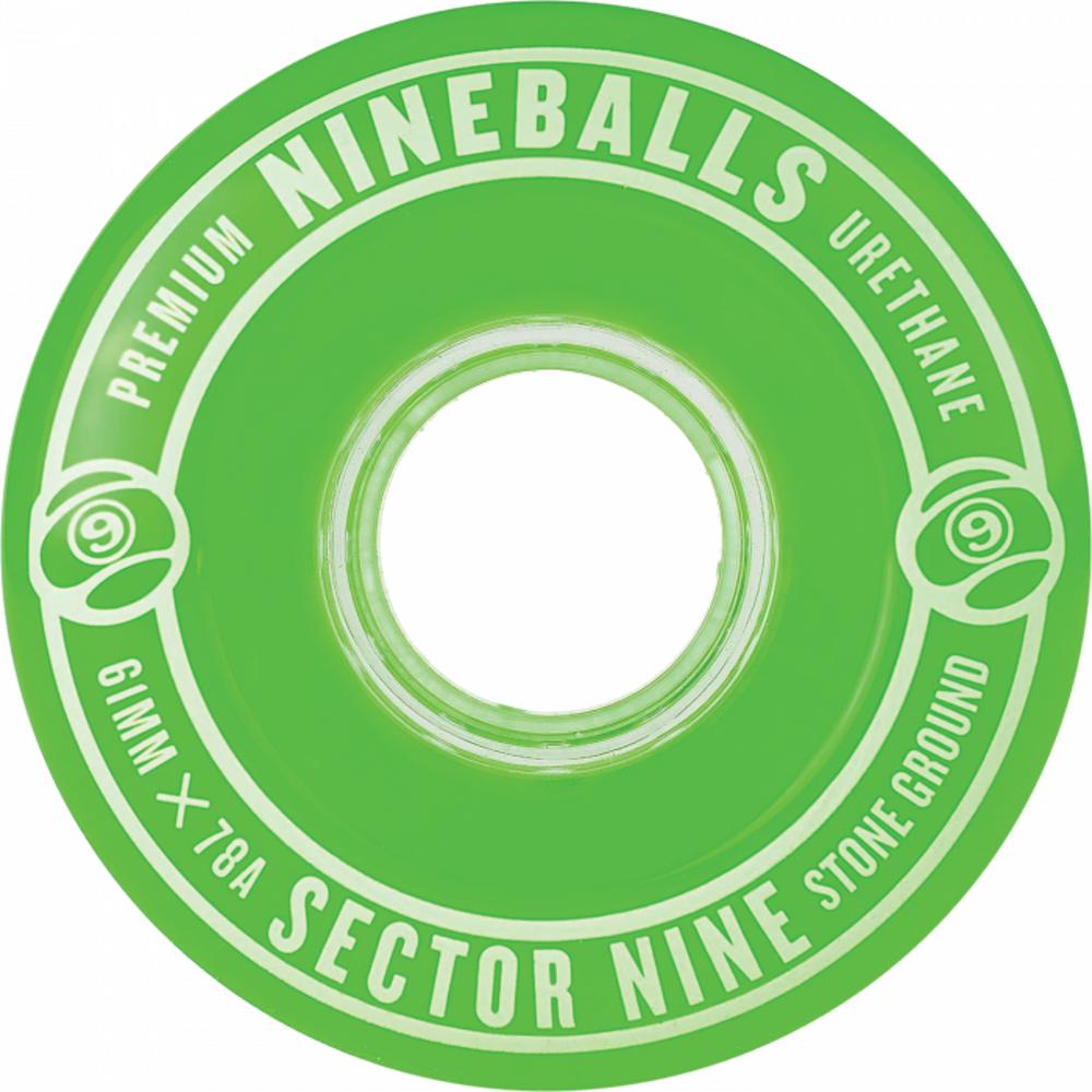 Sector 9 Nineballs 61mm 78A Clear Green Wheels | Set of 4 - Longboards USA