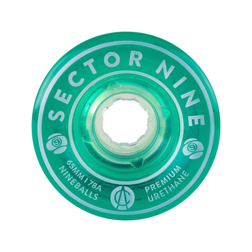 Sector 9 Nineballs 65mm 78A Clear Green Wheels | Set of 4 - Longboards USA