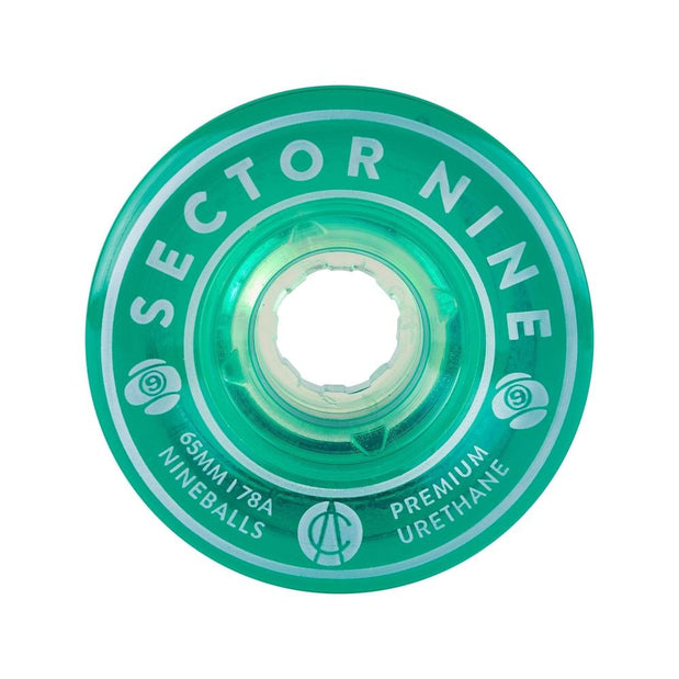 Sector 9 Nineballs 65mm 78A Clear Green Wheels | Set of 4 - Longboards USA