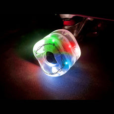 Shark Wheel 60mm/78a Firefly - Clear with Multi-Color Lights Skateboard Wheels - Longboards USA