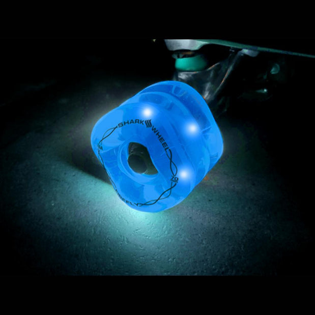 Shark Wheel 60mm/78a Firefly - Transparent Blue with Blue Lights Skateboard Wheels - Longboards USA