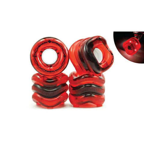 Shark Wheel 60mm/78a Firefly - Transparent Red with Red Lights Skateboard Wheels - Longboards USA