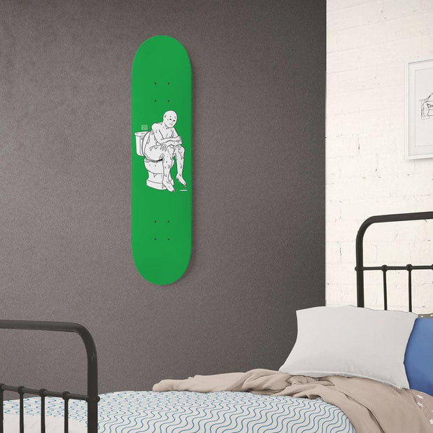 The Thinker Green 8.25" Custom Skateboard or Wall Art - Longboards USA