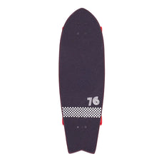 Z-Flex Surf-A-Gogo 31-inch surfskate cruiser with black grip deck, fishtail, white checker stripe, 76 graphic and red wheels. - Longboards USA