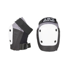 187 Killer Pads Combo Pack Knee/Elbow Pad XS Grey/Black with white caps Skateboard Set - Longboards USA