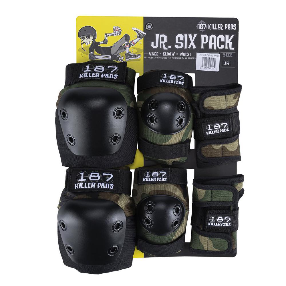 スケートボード 187 KILLER PADS JUNIOR SIX PACK CAMO 187 Killer Pads Jr. Six Pack Camo Skateboard Pad Set – Longboards USA