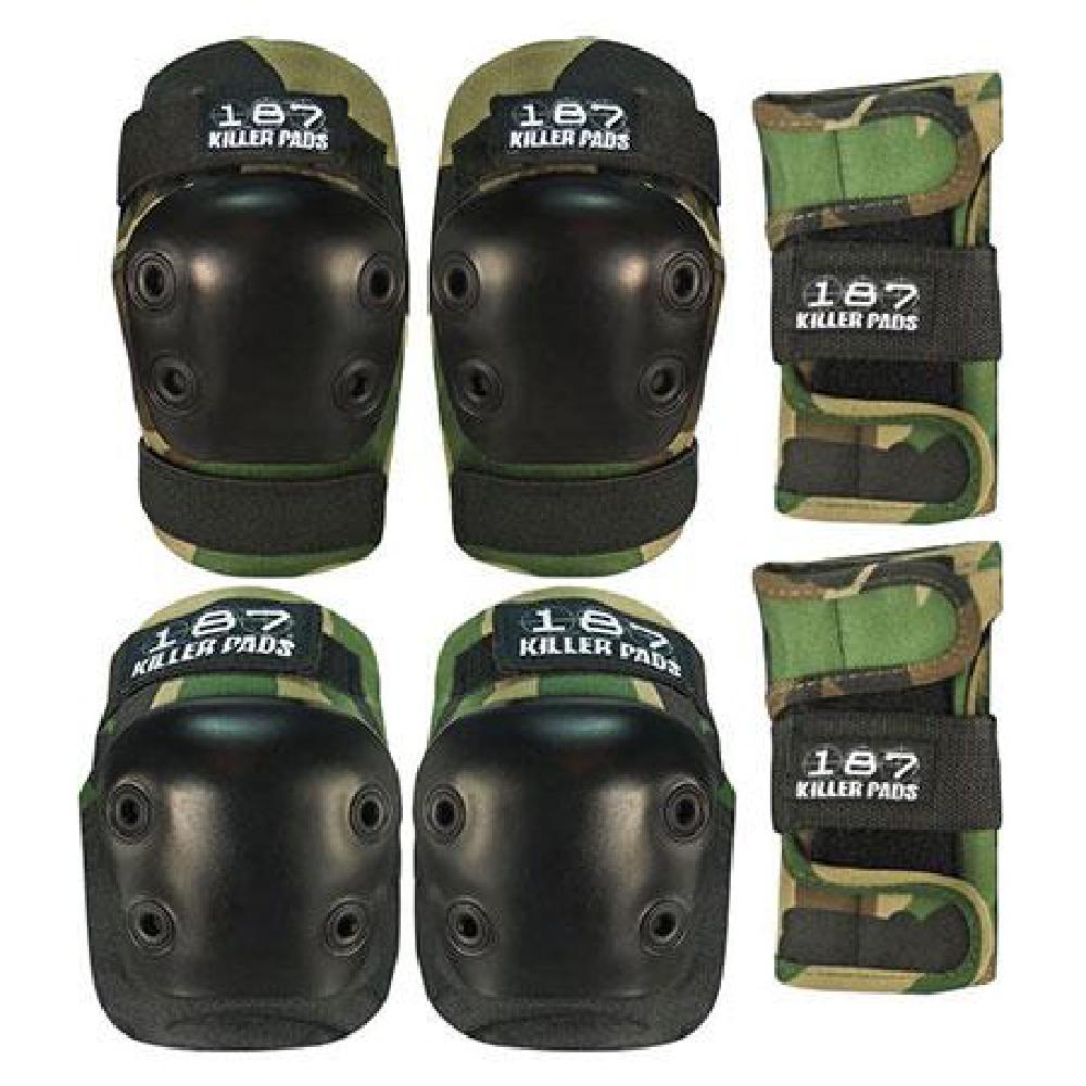 187 Killer Pads Jr. Six Pack Camo Knee/Elbow/Wrist Skateboard Set