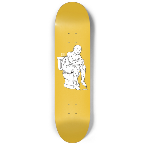 The Thinker Yellow 8.25" Custom Skateboard or Wall Art