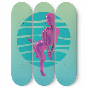 Abstract 3D Girl With Colorful Background | Skateboard Wall Art, Mural & Skate Deck Art | Home Decor | Wall Decor - Longboards USA