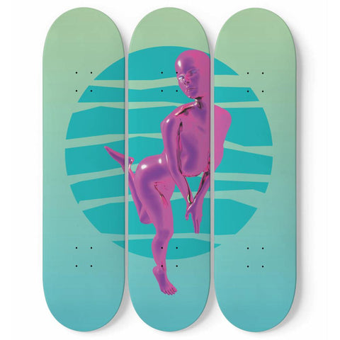 Abstract 3D Girl With Colorful Background | Skateboard Wall Art, Mural & Skate Deck Art | Home Decor | Wall Decor - Longboards USA