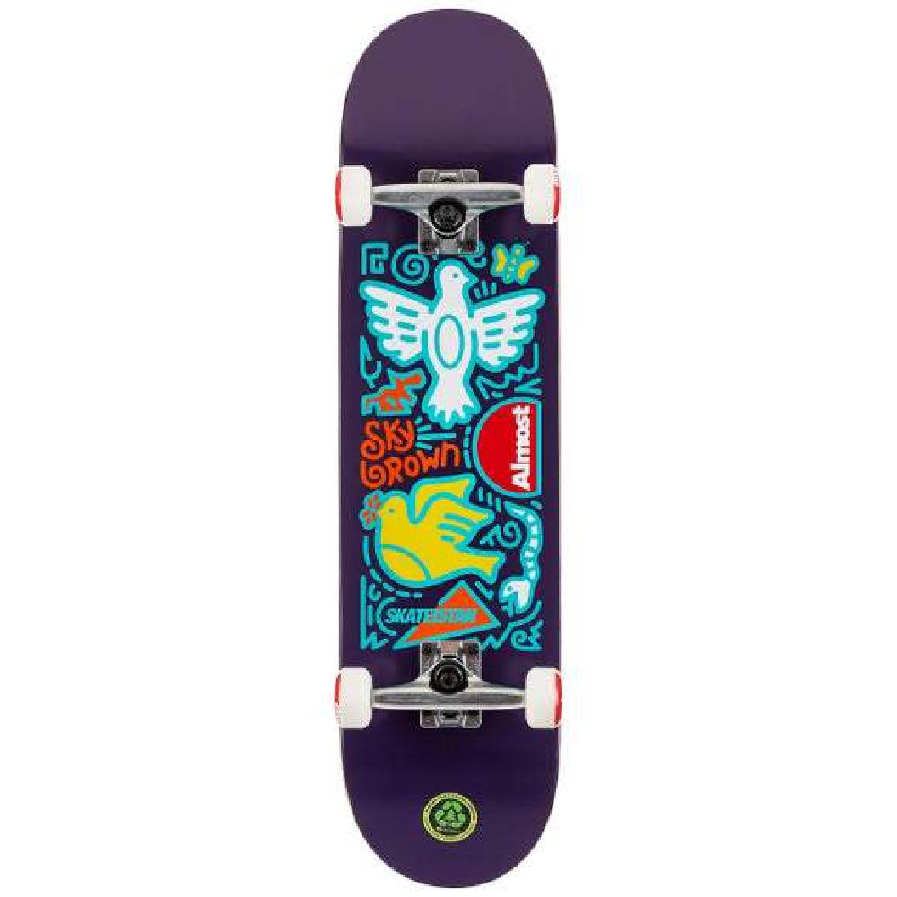 Almost Sky Skateistan Doodle Purple 7.875" Skateboard - Longboards USA