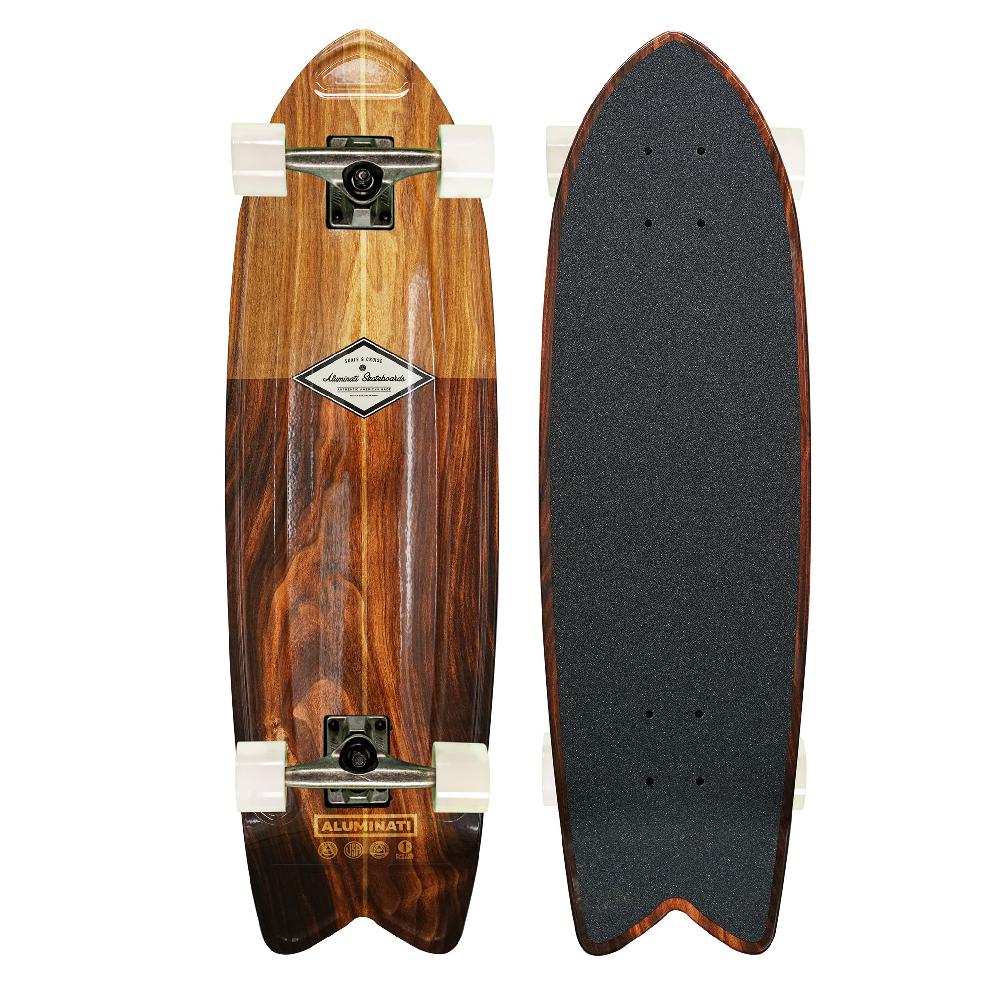 Aluminati Classic Wood Fishtail 28" Cruiser Complete Longboards USA