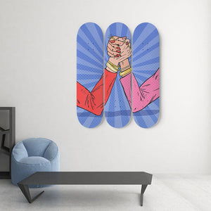 Awesome Pop art Women Arm Wrestling Skateboard Wall Art - Longboards USA