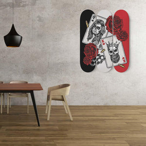 Calavera Catrina Poker King Queen Skateboard Wall Art - Longboards USA