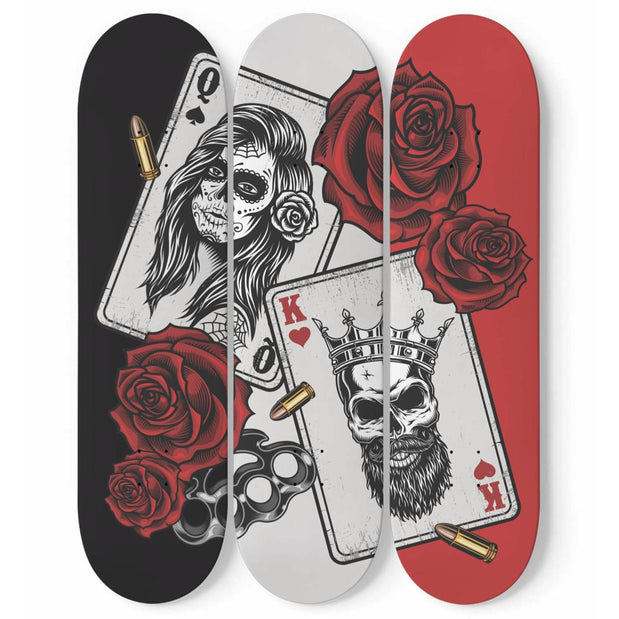 Calavera Catrina Poker King Queen Skateboard Wall Art - Longboards USA